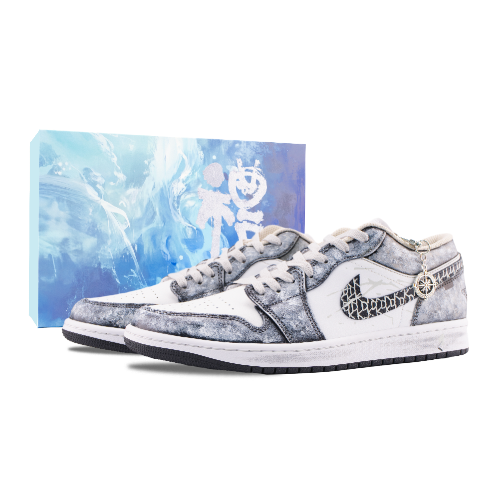 Jordan Air Jordan 1 Cool Motion Legend Abrasion Resistant Low Top Vintage Basketball Shoes Unisex Light Gray