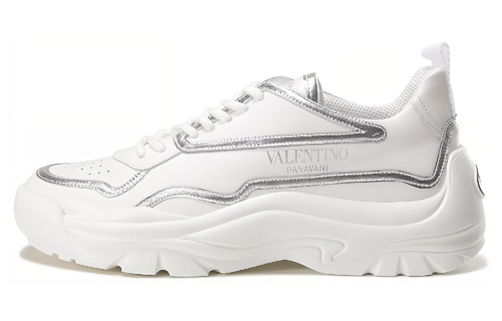 Valentino Gumaboy Low Top Sports Casual Shoes Men's White Silver