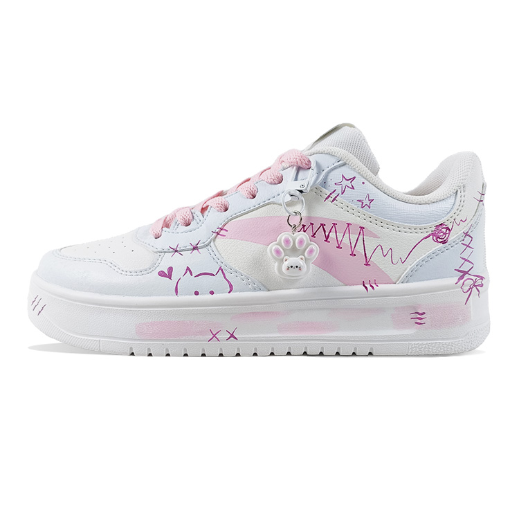Anta Relaxed Slip Resistant Shock Absorbers Low Top Skateboard Shoes Unisex Pink