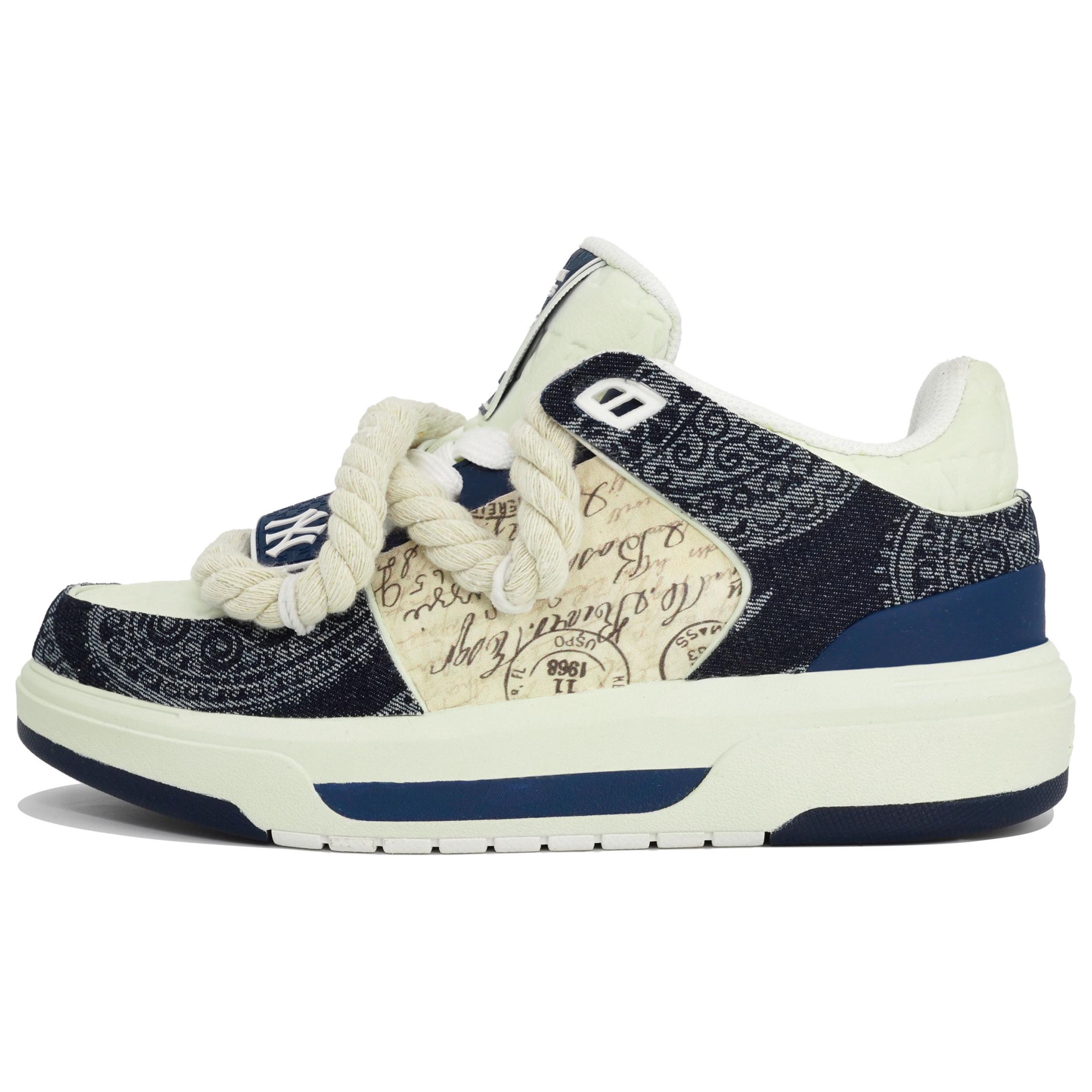 MLB Chunky Liner LTDZ Journey Box Anti-Slip Wear-Resistant Low-Top Casual Shoes Unisex Blue Beige