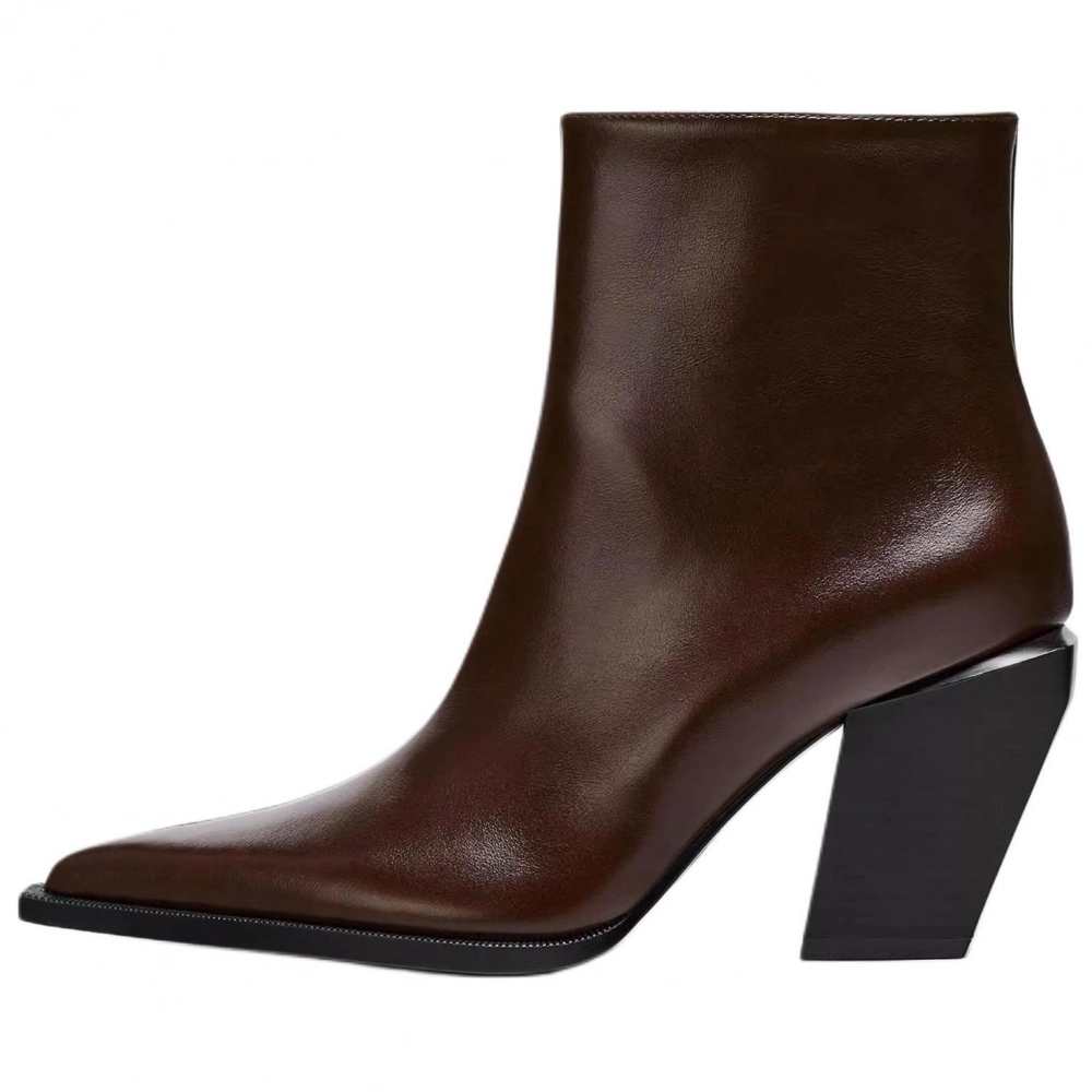 ZARA New Year Ankle Boots 9cm Women's Dark Red Color