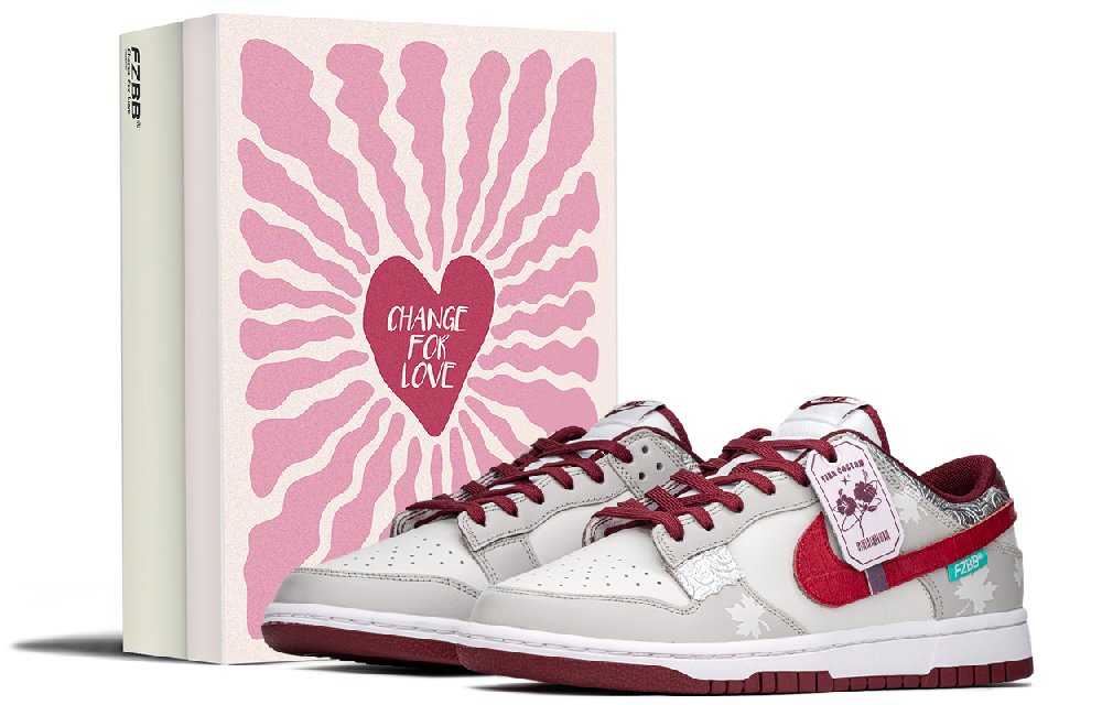 Nike Dunk Anti Slip Wear Resistant Low Top Skateboard Shoes Men's Gray Red
