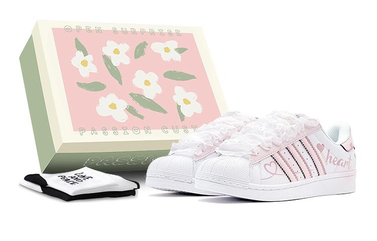 Adidas Originals Superstar Heart Low-Top Skateboard Shoes Unisex White Pink