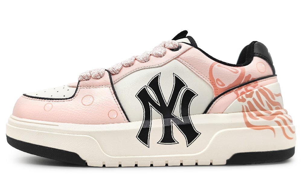 MLB Chunky Liner Wear-Resistant Height Increasing Low-Top Skateboard Shoes Unisex Pink White Black
