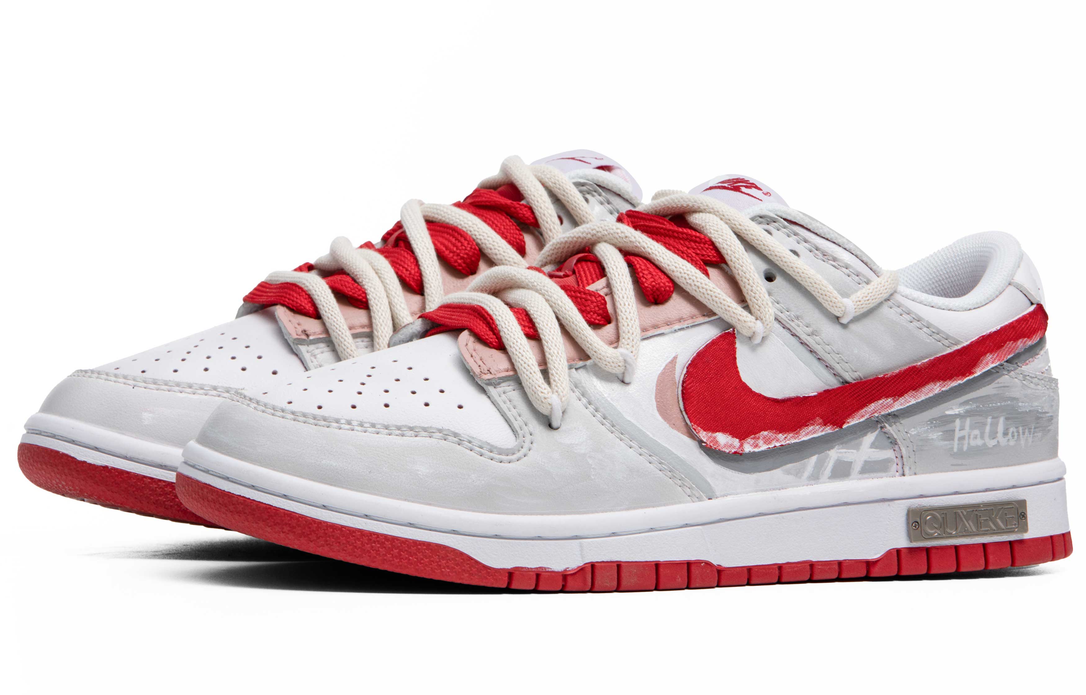Nike Dunk Low White Moonlight Anti Slip Wear Resistant Low Top Skateboard Shoes Men's Gray Red
