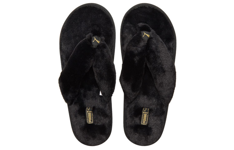 PUMA Fluff Flip Slide 'Black Team Gold' Women's