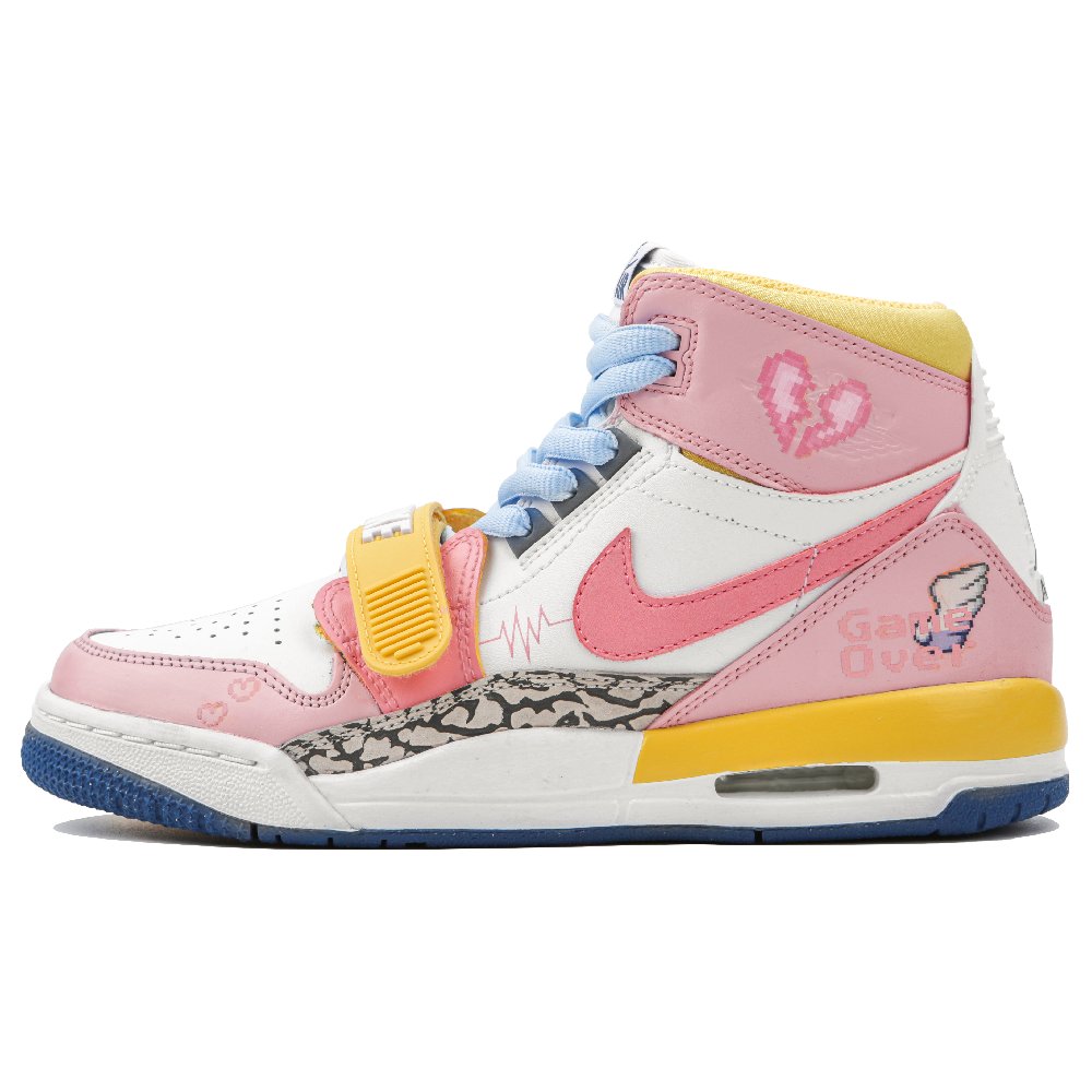 Jordan Legacy 312 Pixel Pet 2.0 High Top Vintage Basketball Shoes GS Pink White