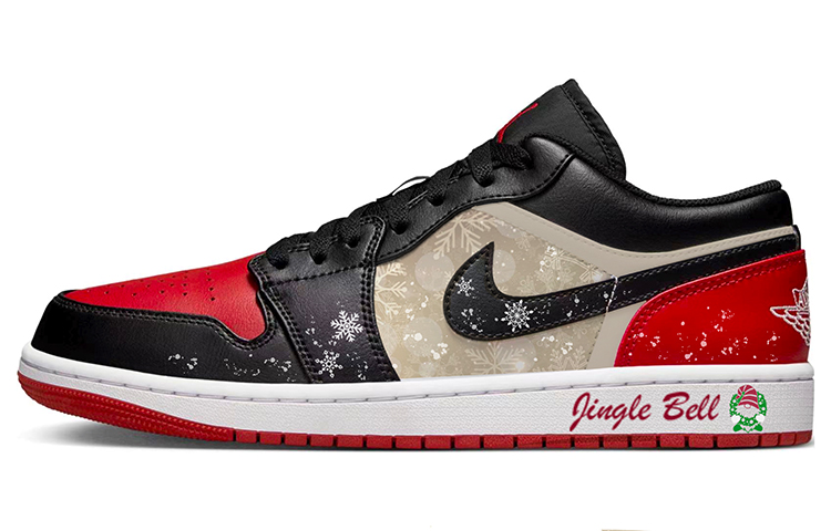 Jordan Air Jordan 1 Christmas Snow Scene Sweet Style Christmas Candy Low Top Vintage Basketball Shoes Men's Bred Toe