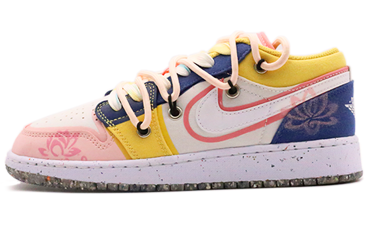 Jordan Air Jordan 1 Low Low-Top Skateboard Shoes GS Pink Yellow