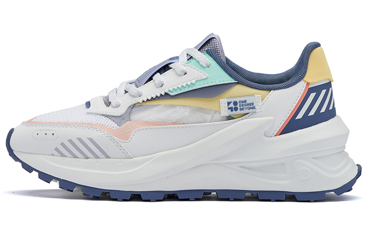361° Long Wind Casual Shoes Women's Low Top Knitted White/Butter/Navy Blue