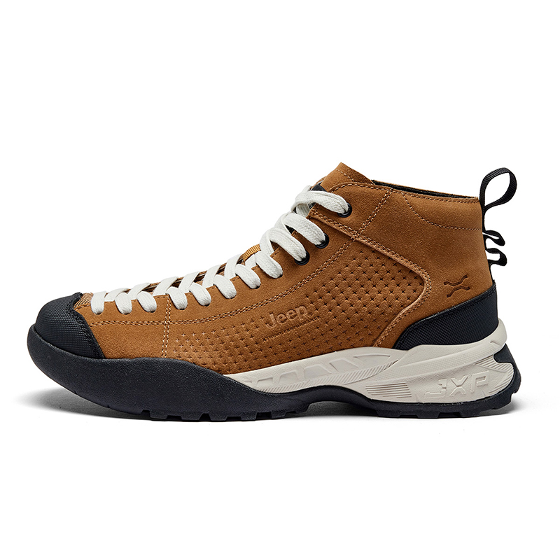Jeep Coverage Wear-Resistant Slip-Resistant Mid-Top Outdoor Shoes Men's Khaki