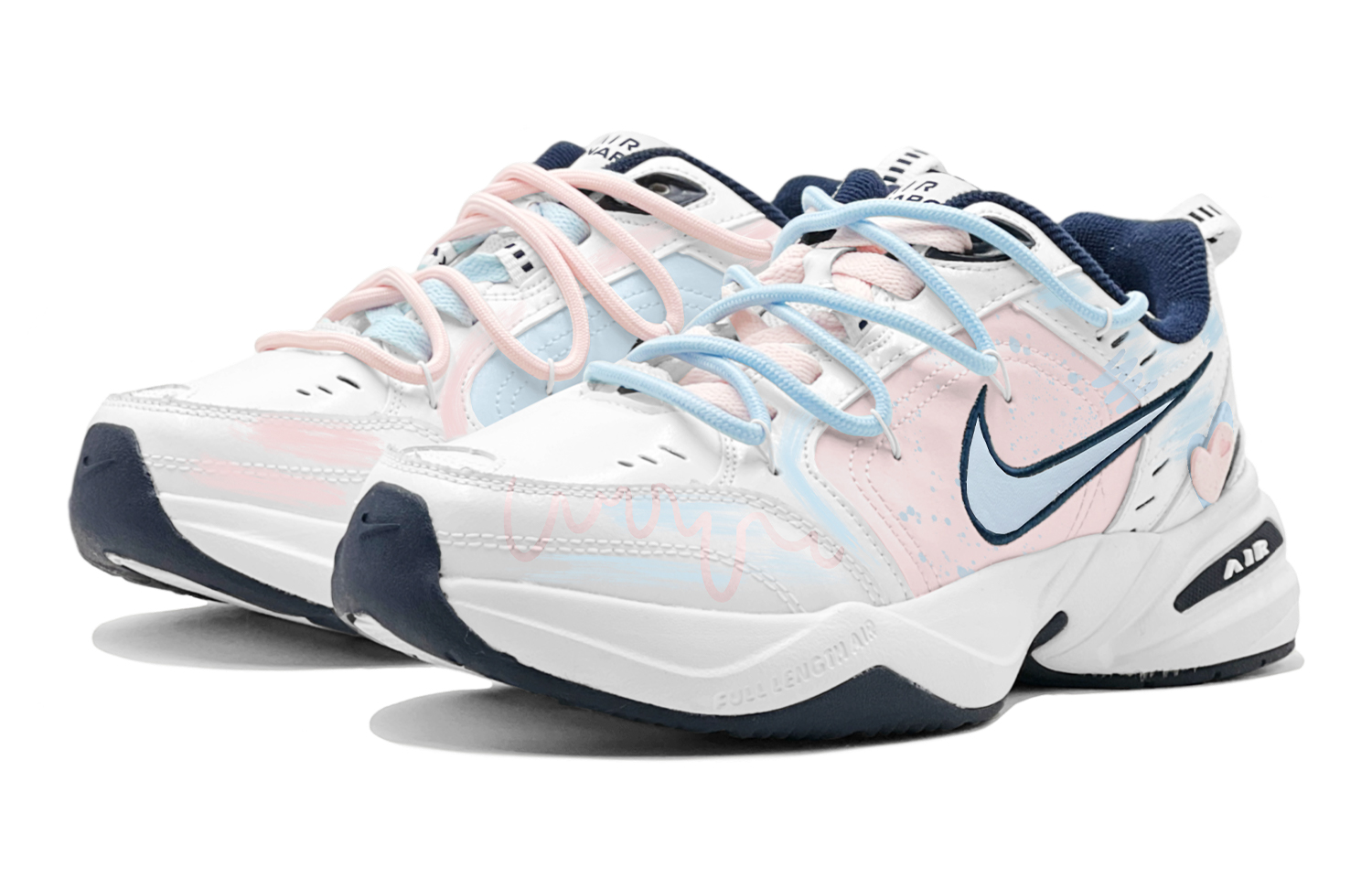 Nike Air Monarch 4 Anti Slip Wear Resistant Low Top Chunky Sneakers Unisex Pink Blue купить в интернет-магазине Yoocart с быстрой доставкой по России.