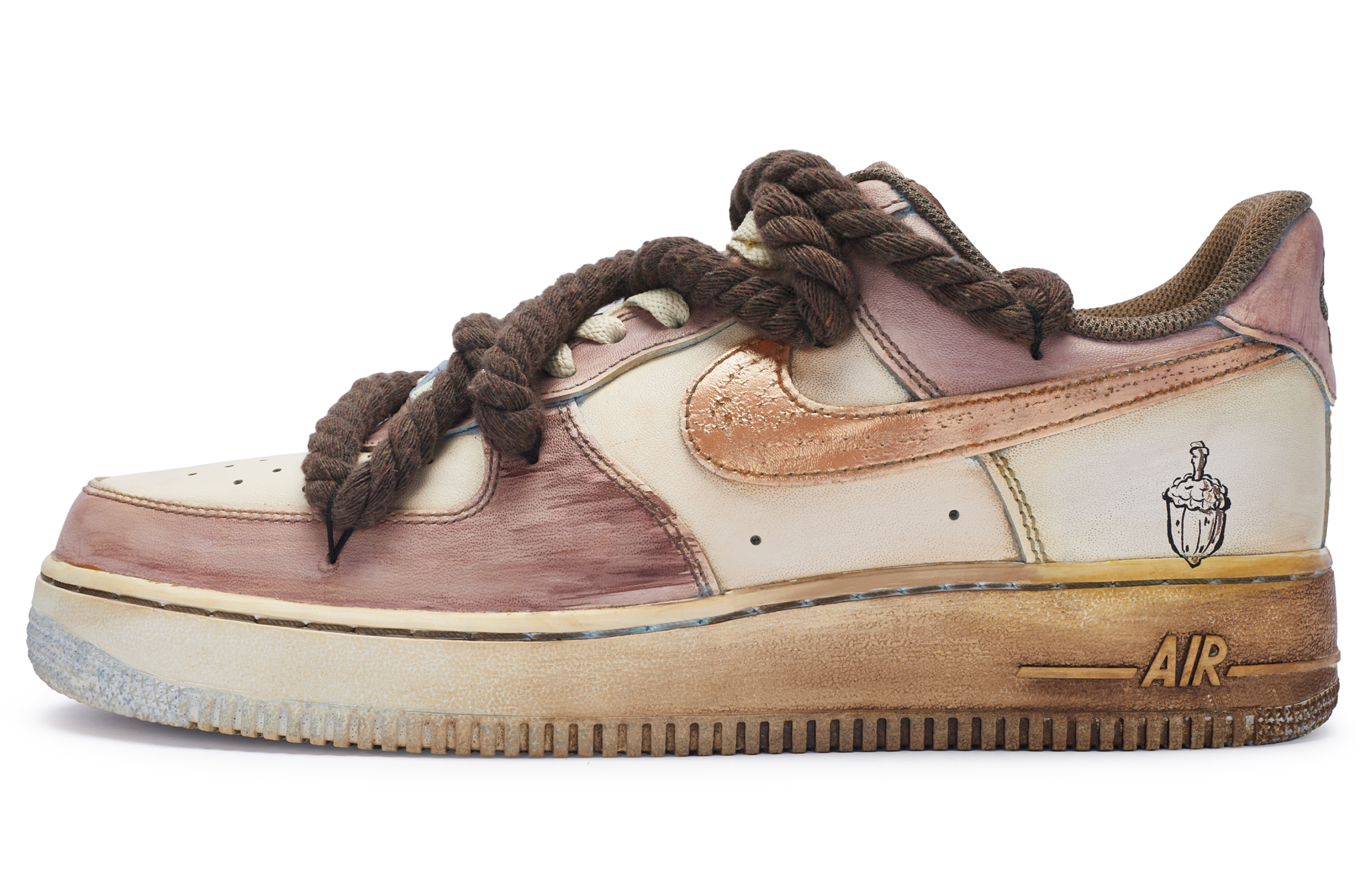 Nike Air Force 1 811 Manufacturing, Acorn Brown Low Top Skateboard Shoes Men's Khaki Brown