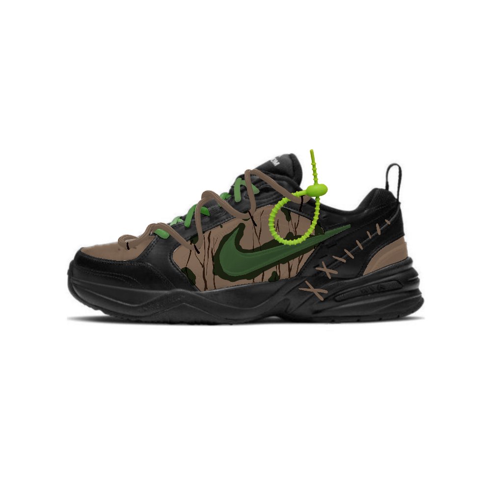 Nike Air Monarch 4 Anti-Slip And Wear-Resistant Lightweight Low-Top Chunky Sneakers Unisex Brown Green
