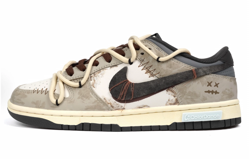 Nike Dunk Abrasion Resistant Low top Skateboard Shoes Unisex Beige Brown