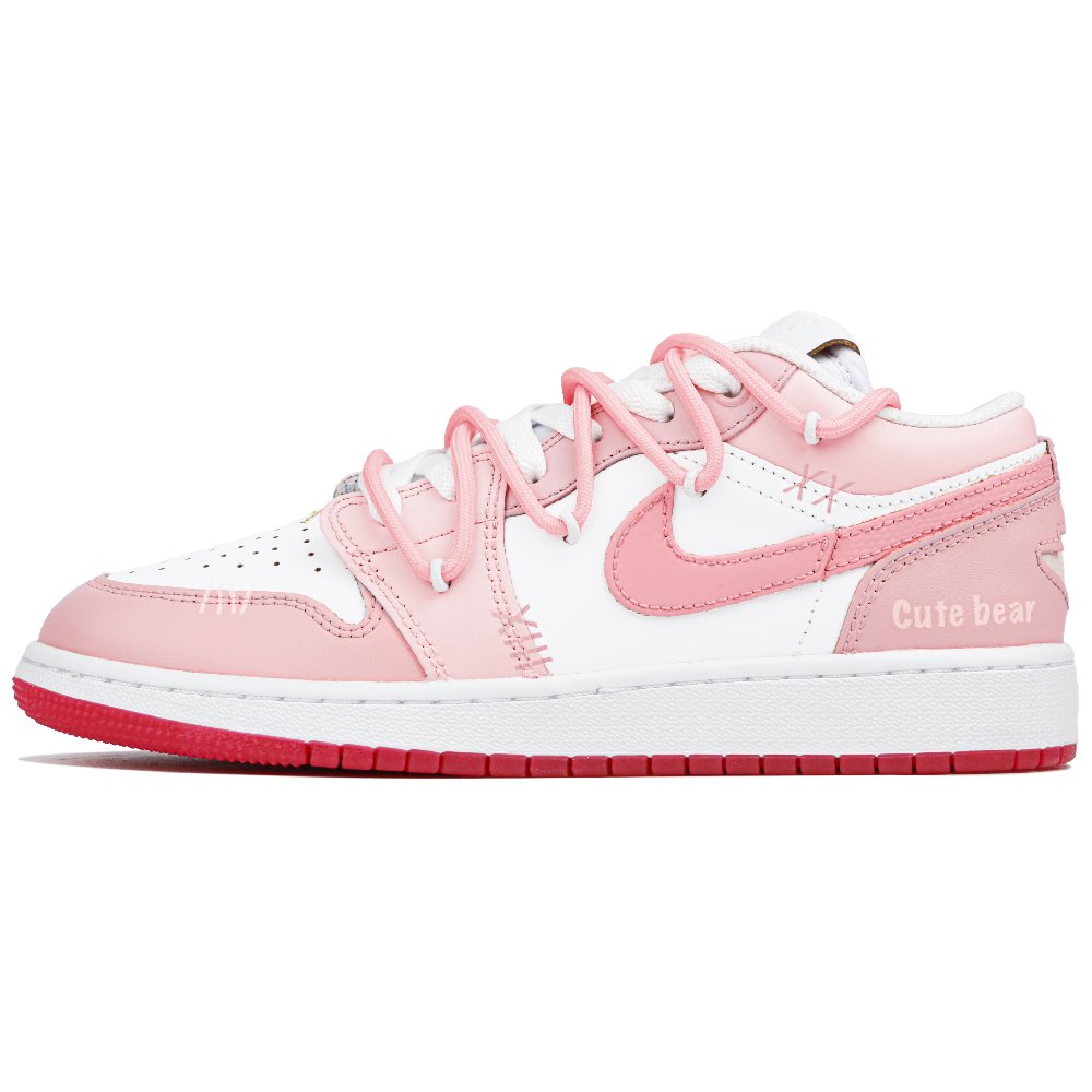 Jordan Air Jordan 1 Low Top Vintage Basketball Shoes GS White Pink