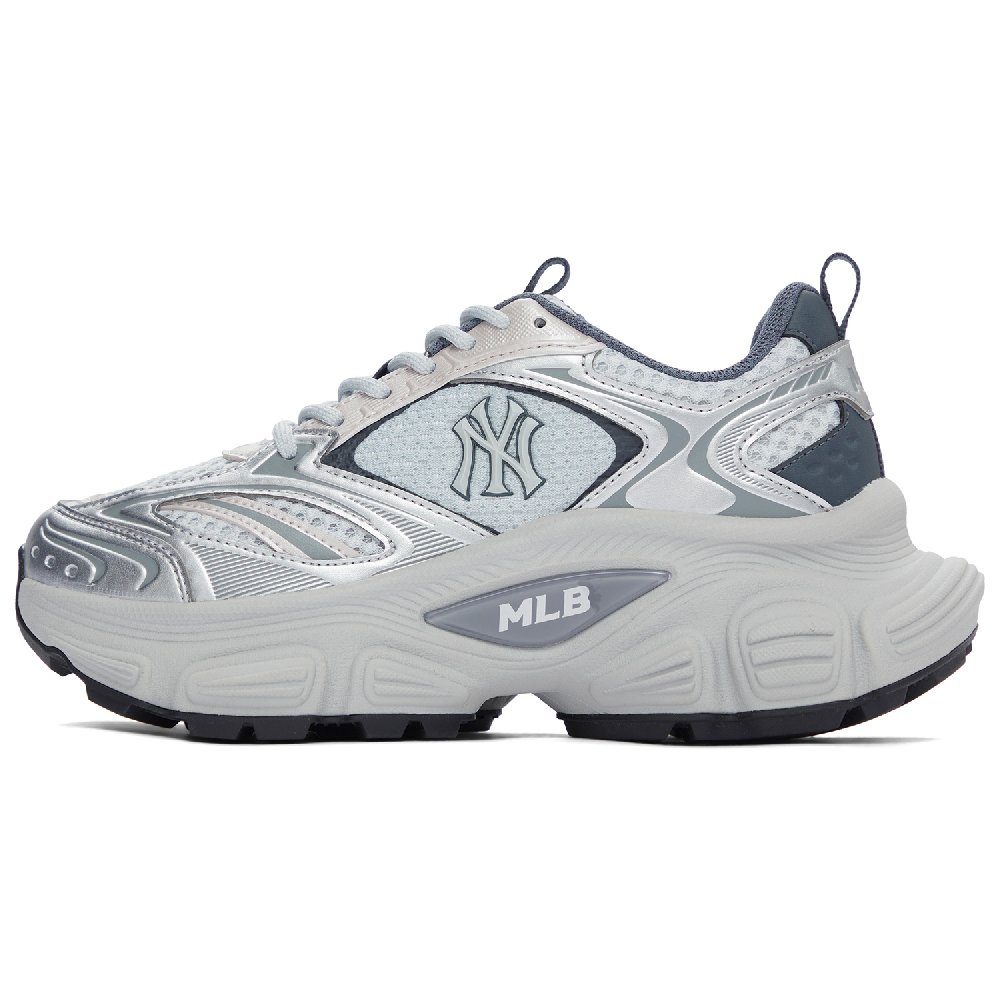 MLB New York Yankees Anti Slip Wear Resistant Low Top Chunky Sneakers Unisex Light Gray