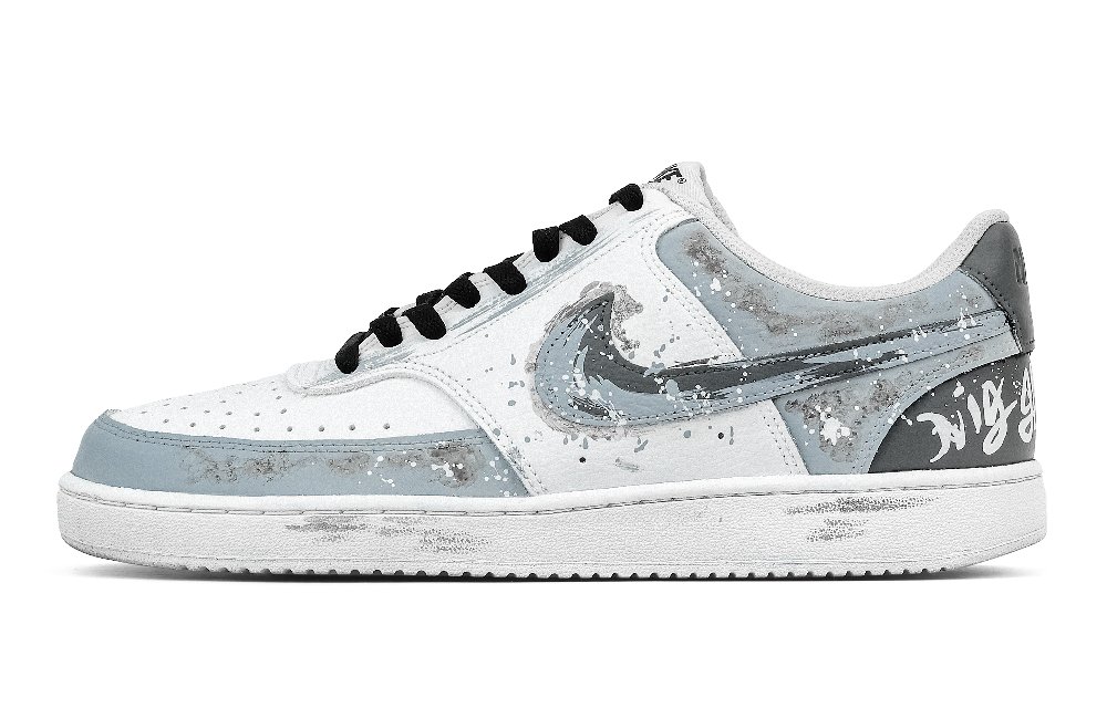 Nike Court Vision 1 Illusory Ink Fleeting Life Anti Slip Wear Resistant Low Top Skateboard Shoes Men's Blue Gray White