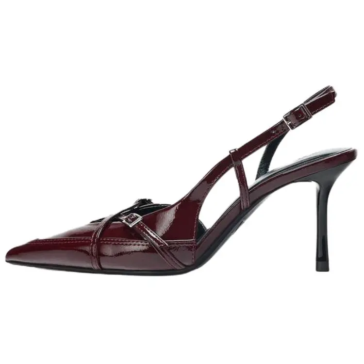 ZARA Slim Heel High Heels 8cm Women's Burgundy