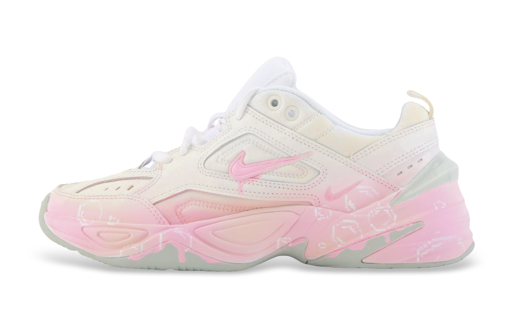 Nike M2K Tekno Peach Bubbles Anti Slip Wear Resistant Low Top Chunky Sneakers Women's White Pink