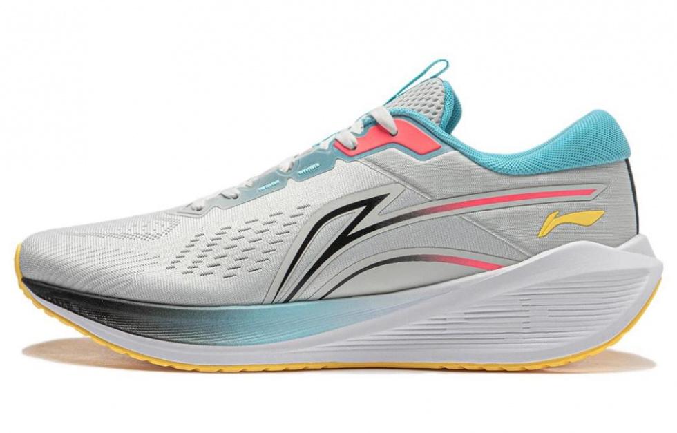 LiNing Wave V2 Cushioning, Slip Resistant, And Abrasion Resistant Low Top Running Shoes Men's Gray Blue