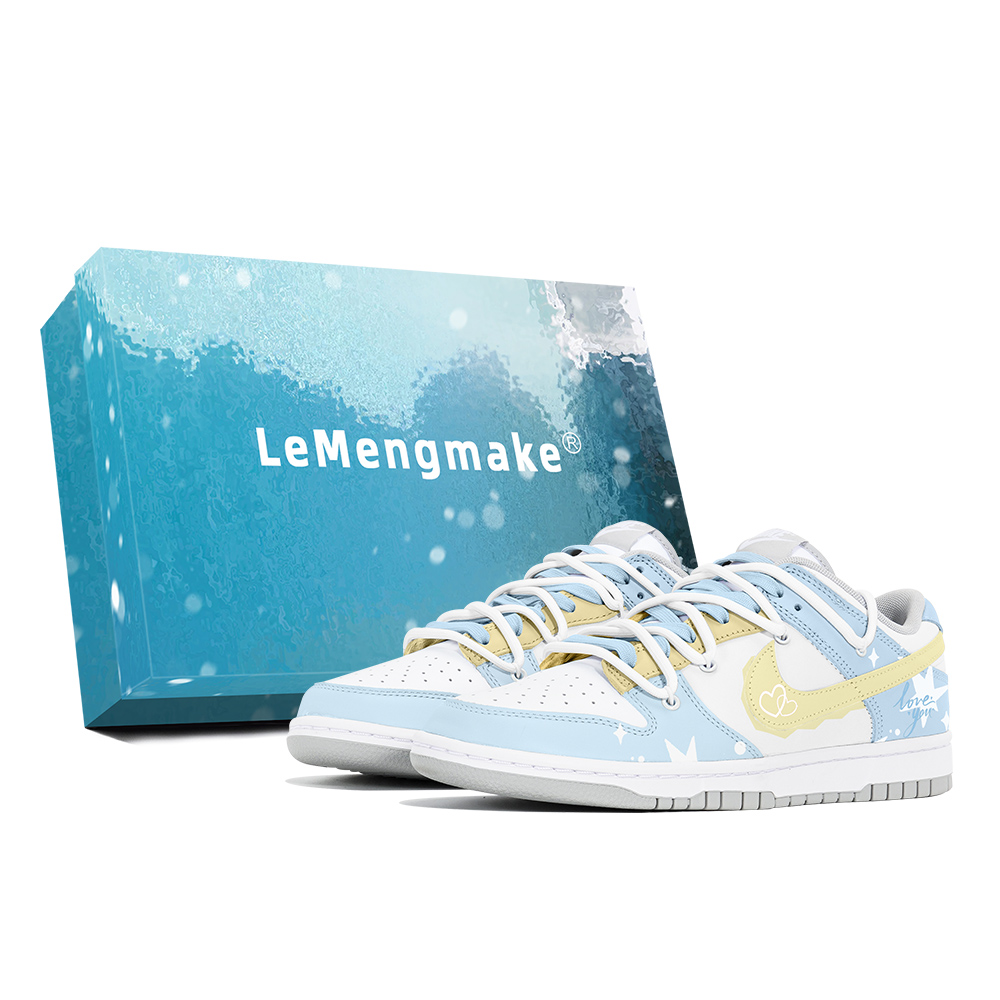 Nike Dunk Joy Lemon Anti-Slip Wear-Resistant Low-Top Skateboard Shoes Women's White Blue Yellow