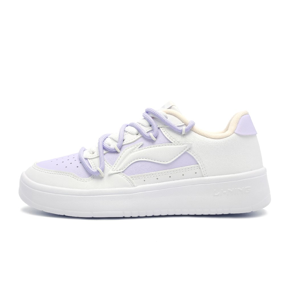LiNing Pontoon Boats Anti Slip And Wear Resistant Lightweight Low Top Skateboard Shoes Women's White Purple