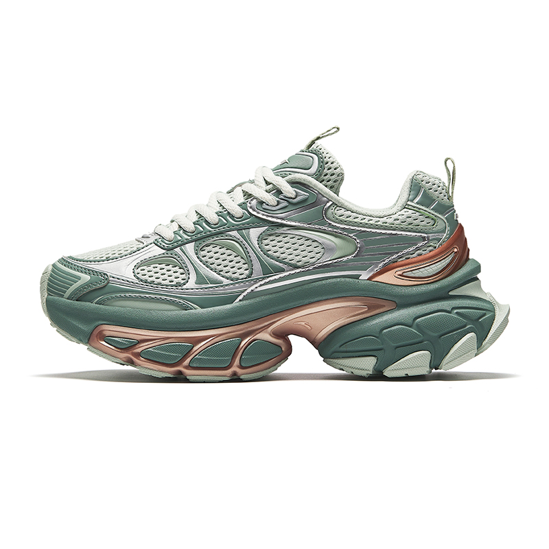 Anta Height Increasing Low-Top Chunky Sneakers Women's Green Silver