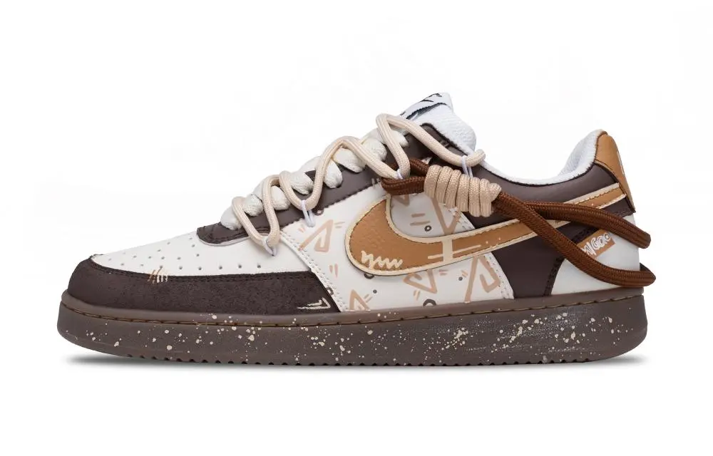 Nike Court Vision Low Sweet As Honey Slip Resistant Low Top Skateboard Shoes Men's White Brown