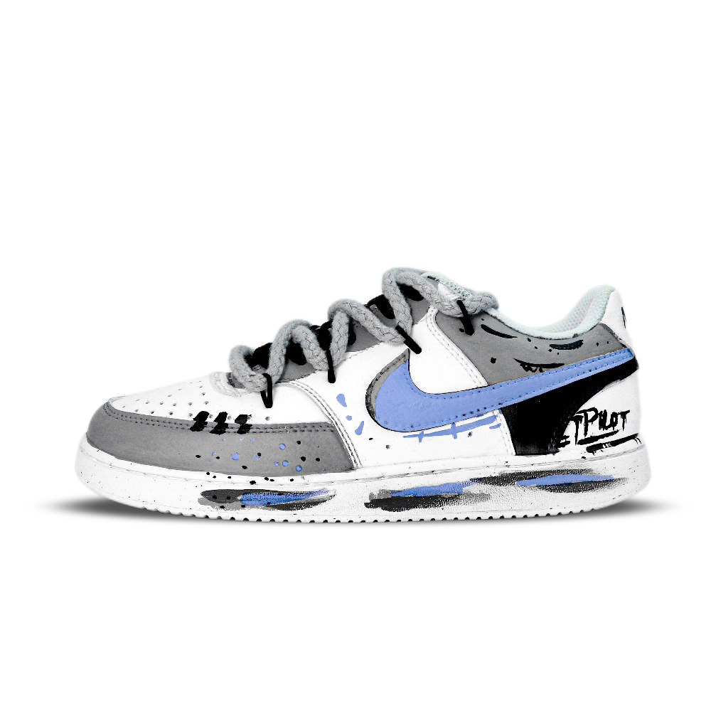 Nike Court Vision 1 Lightweight And Breathable Low Top Skateboard Shoes Men's Gray Blue