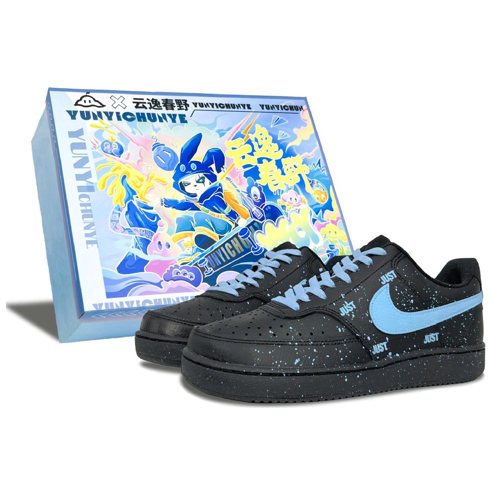 Nike Court Vision Slip-Resistant Cushioning Wear-Resistant Low-Top Skateboard Shoes Unisex Black Blue