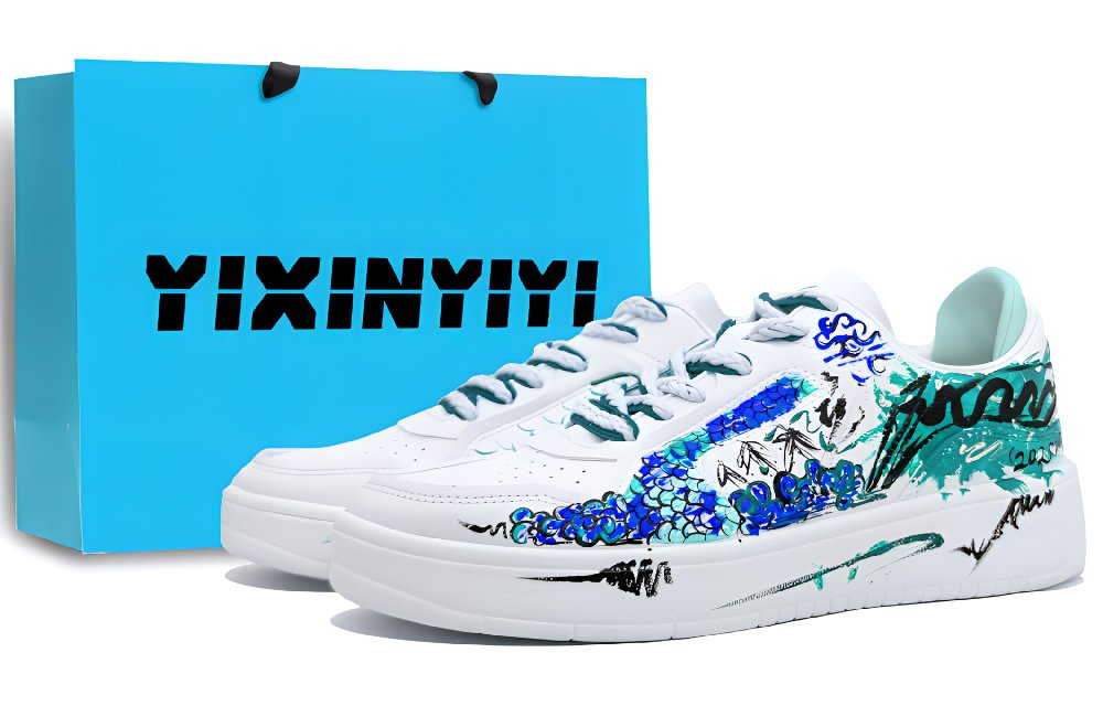 LiNing Street Player Coverage Warm Slip Resistant Low Top Skateboard Shoes Women's White Teal Flame Blue