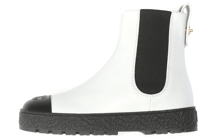 CHANEL Chelsea Boots Women's White Black