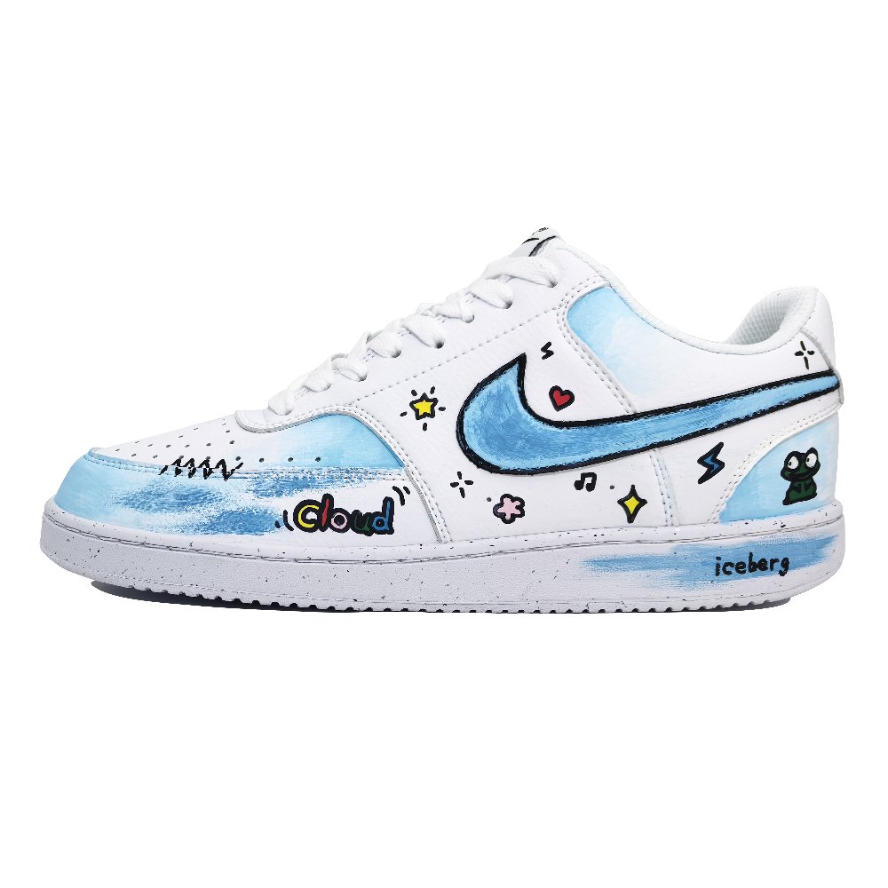 Nike Court Vision 1 World Of Innocence Abrasion Resistant Low Top Skateboard Shoes Unisex White Blue