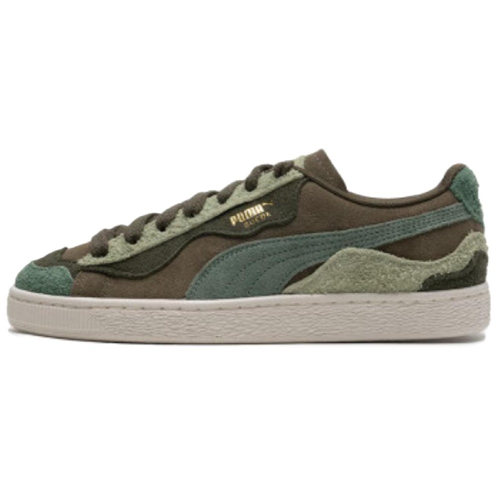 PUMA Suede Trippy Low Top Skateboard Shoes Unisex Army Green Olive Green