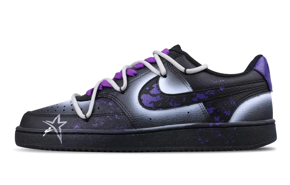 Nike Court Low top Skateboard Shoes Unisex Black Purple