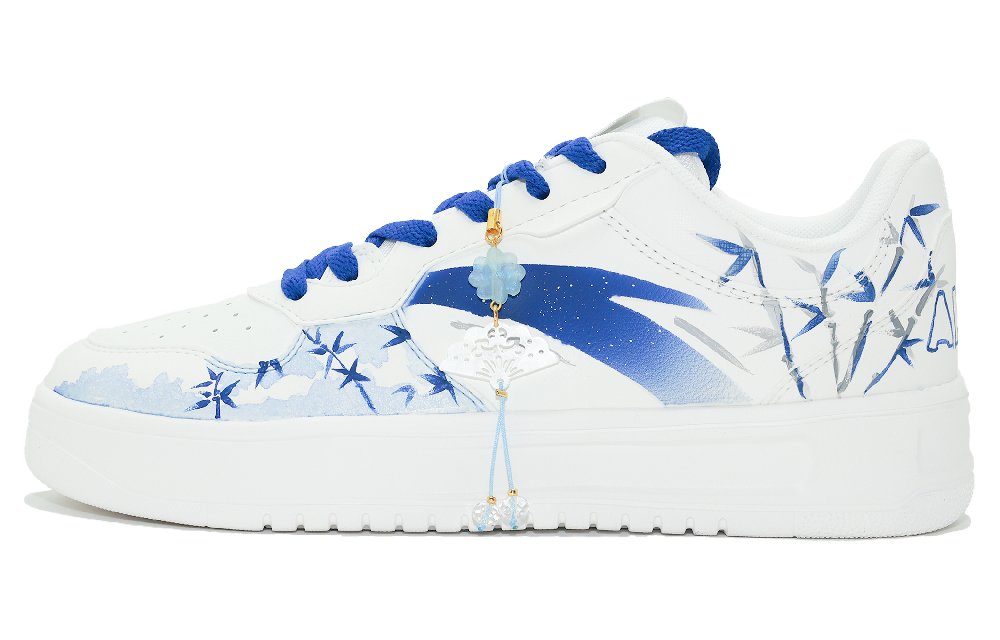 Anta Relaxed Slip Resistant Shock Absorbers Low Top Skateboard Shoes Men's White Blue Gray