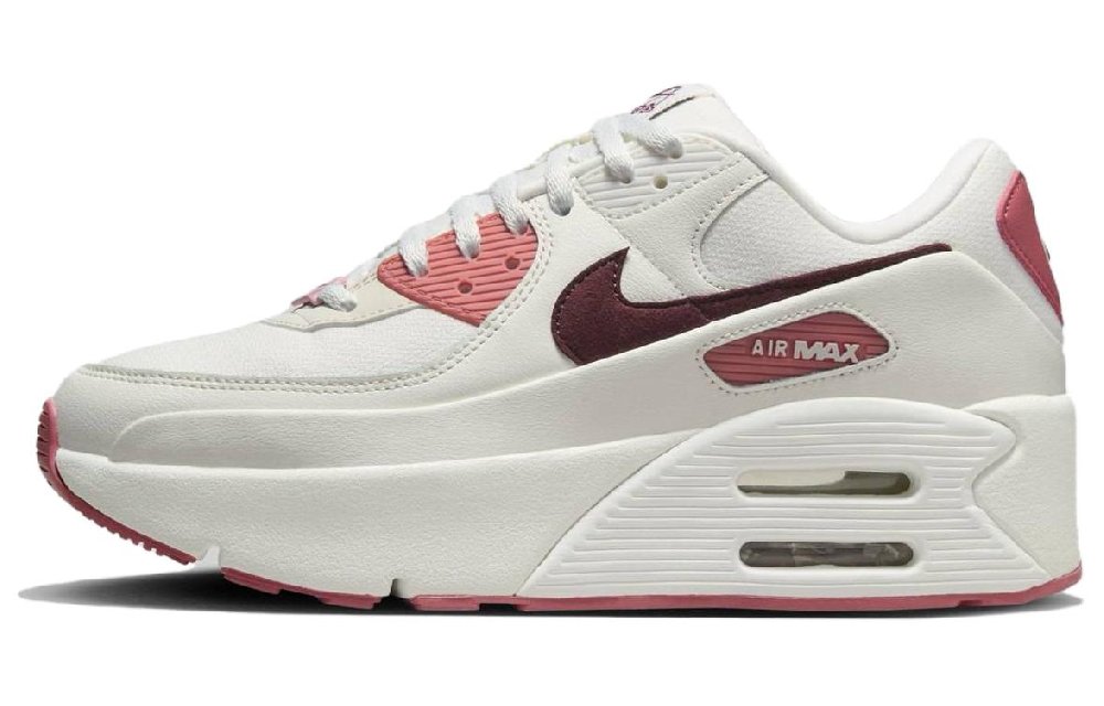 Nike Air Max 90 Повседневная обувь Низкие кеды Бело-розовые Женские