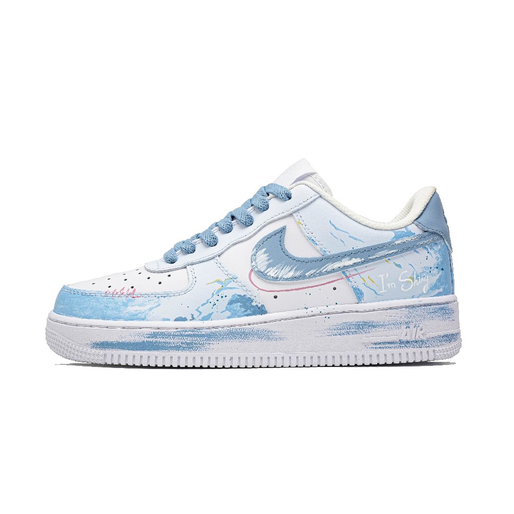 Nike Air Force 1 Cloud Galaxy, Footprint Innovation Abrasion Resistant Low Top Skateboard Shoes Unisex Sky Blue
