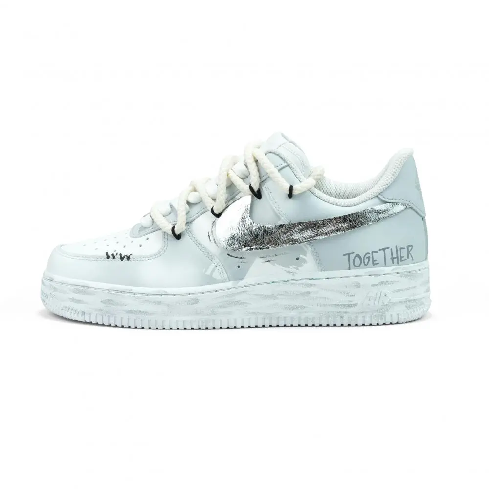 Nike Air Force 1 Abrasion Resistant Low top Skateboard Shoes Unisex Premium Gray