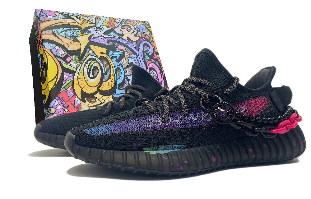 Adidas Originals Yeezy Boost 350 V2 Non-slip Lightweight Low-Top Casual Shoes Unisex Black Rose Pink