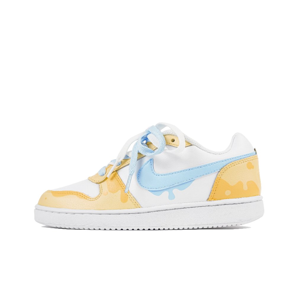 Nike EBERNON Low Top Skateboard Shoes Women's Yellow Blue