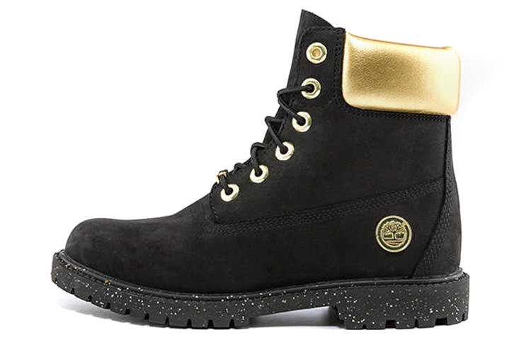 Timberland Heritage 6 Inch Waterproof Boots 'Black Nubuck With Gold' Women's