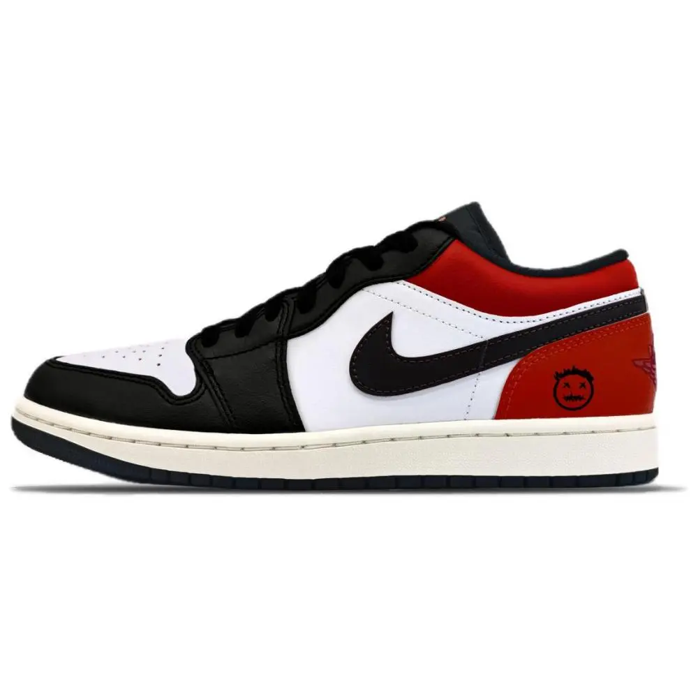 Jordan Air Jordan 1 Abrasion Resistant Low top Vintage Basketball Shoes Unisex Red Black