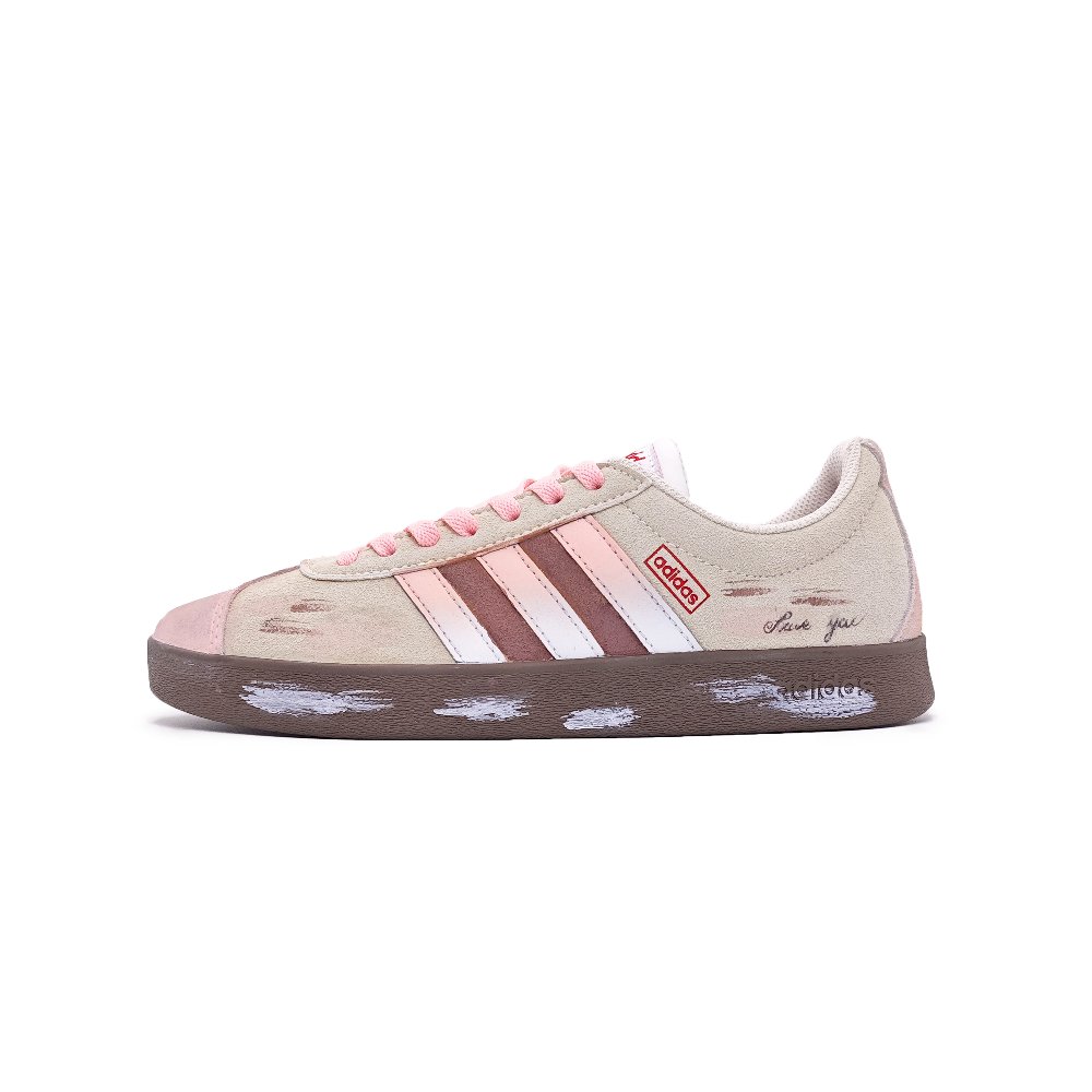 Adidas VL COURT 2.0 Dreamy Pink Love Abrasion Resistant Low Top Skateboard Shoes Women's Pink