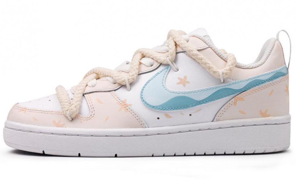 Nike Court Borough Low 2 Low-Top Skateboard Shoes Women's Beige Blue