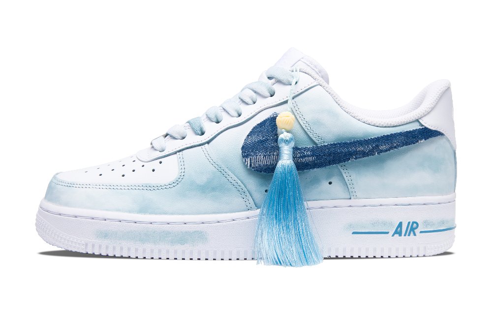 Nike Air Force 1 Anti-Slip Wear-Resistant Low-Top Skateboard Shoes Unisex Azure