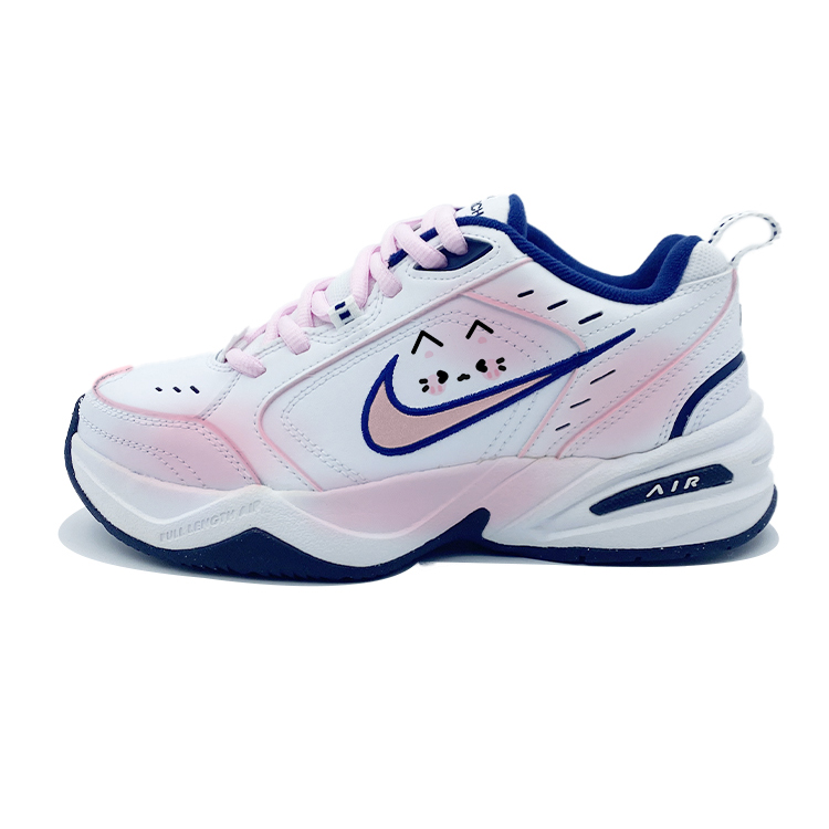 Nike Air Monarch 4 Anti-Slip Wear-Resistant Low-Top Chunky Sneakers Unisex Pink White