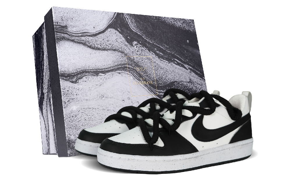 Nike Court Borough Low Top Skateboard Shoes GS Black White