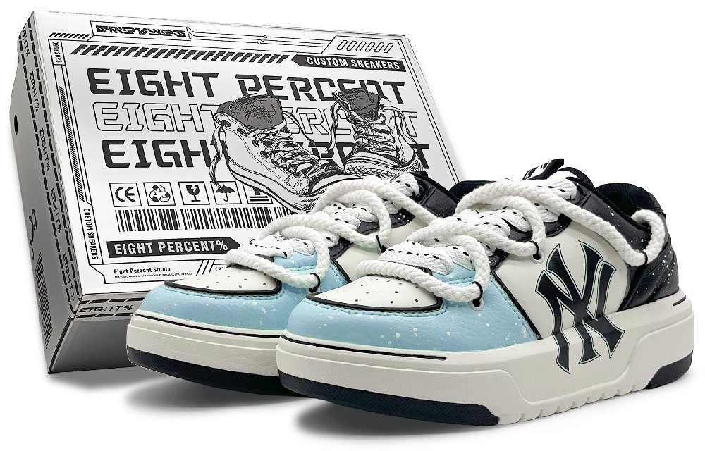 MLB Chunky Liner Wear-Resistant Height Increasing Low-Top Skateboard Shoes Unisex Black Blue